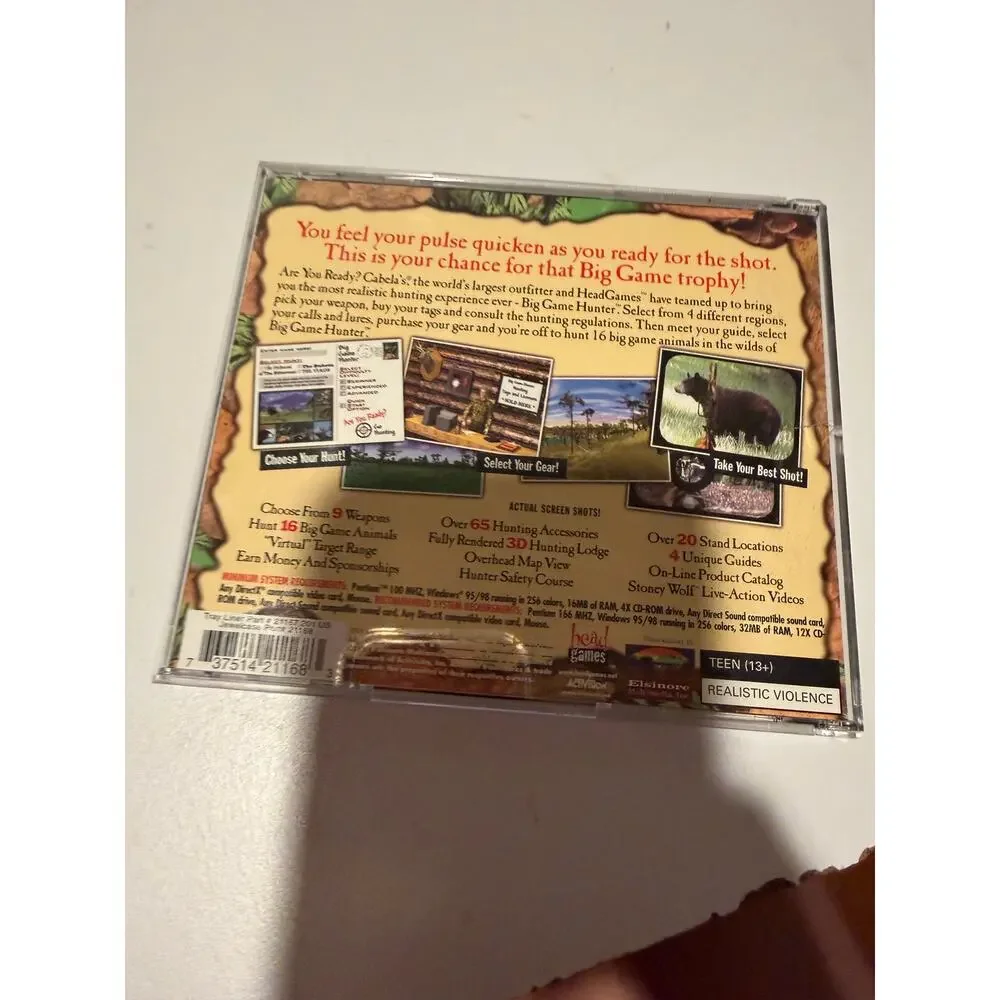 Cabela's Big Game Hunter (PC CD-ROM, 1998) Head Games - Windows 95